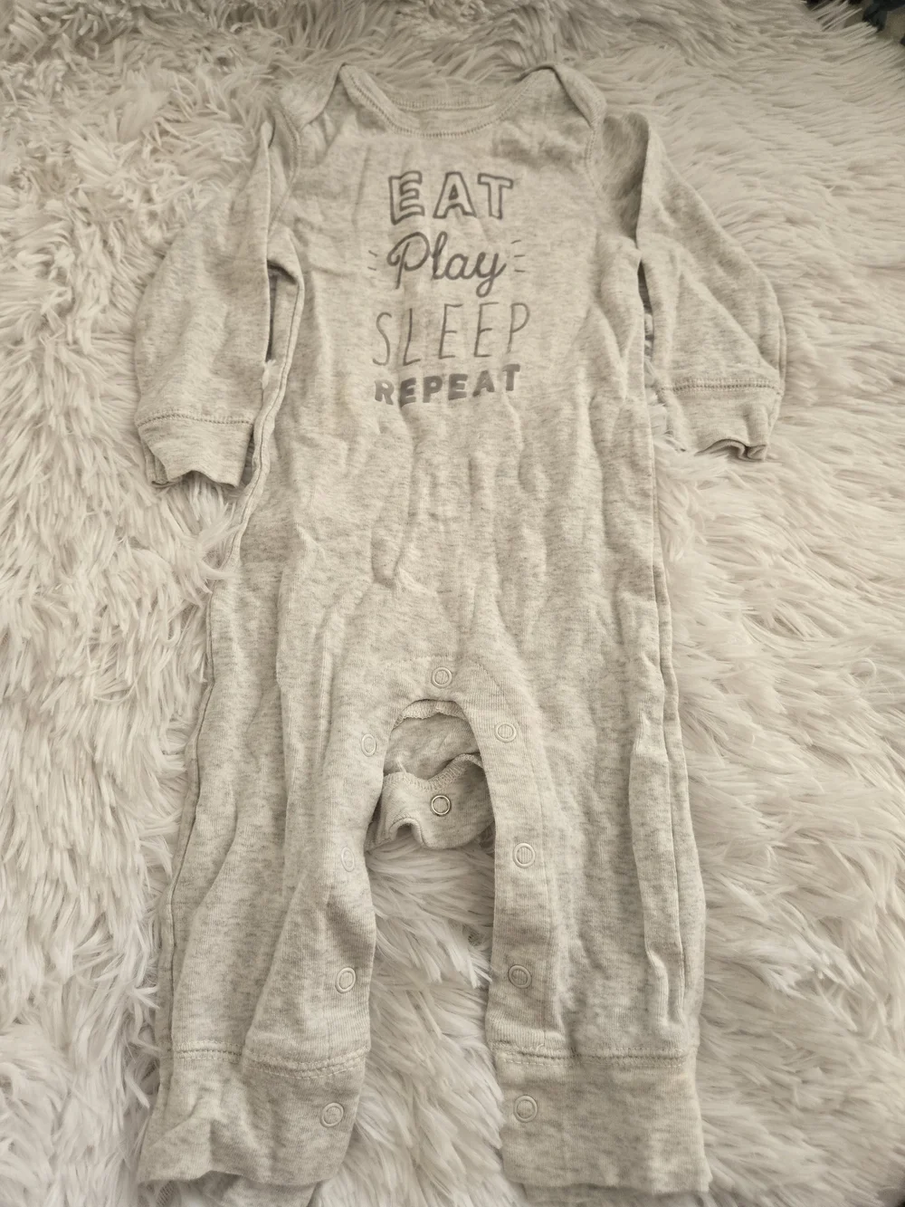 Carter's Light Gray 'Eat Play Sleep Repeat' One-Piece Footie